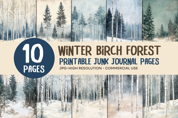 Winter Birch Forest Journal Pages