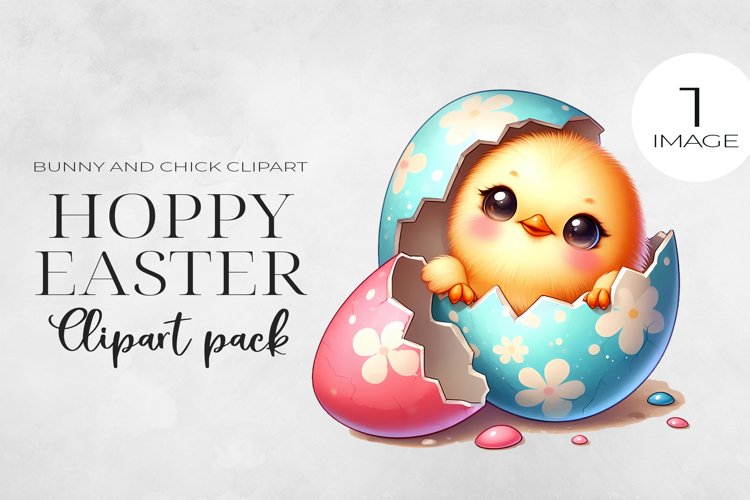 Hoppy Easter, Bunny and Chick Clipart PNG.