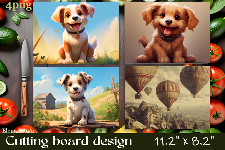 Cute poppy Cutting Board Sublimation Design | dog