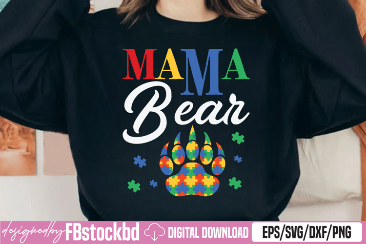 Mama Bear SVG, Puzzle Piece Autistic Child