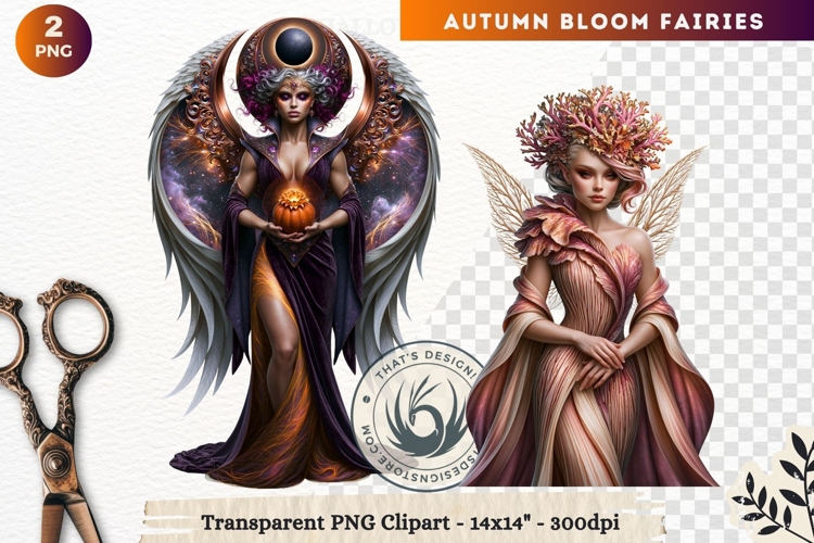 Autumn Bloom Floral Fairy Clipart, Mythical Fantasy PNG