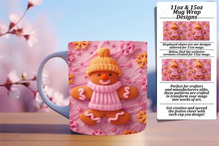 Christmas 3D Gingerbread Wrap | Festive Mug 11oz/15oz