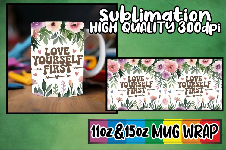 Cozy mornings 11oz 15oz sublimation wrap, Flower Quote