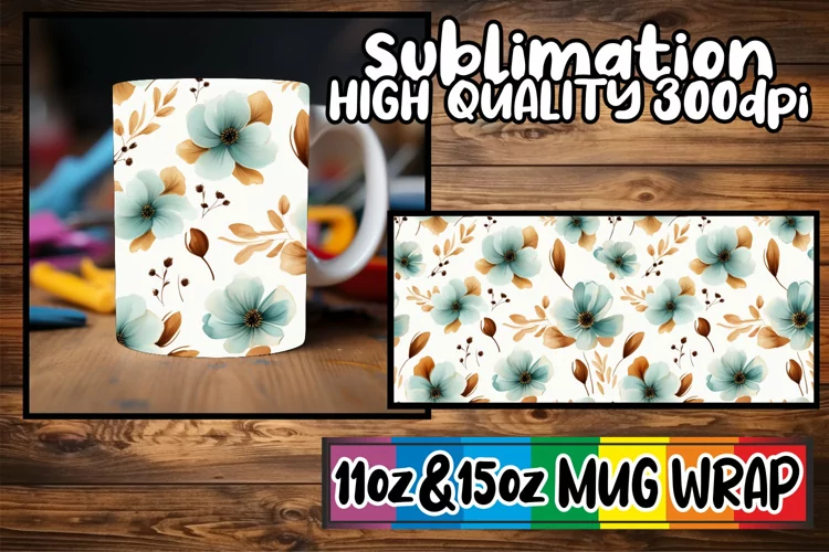 Enchanted Floral Haven: Mug Wrap Sublimation Joy