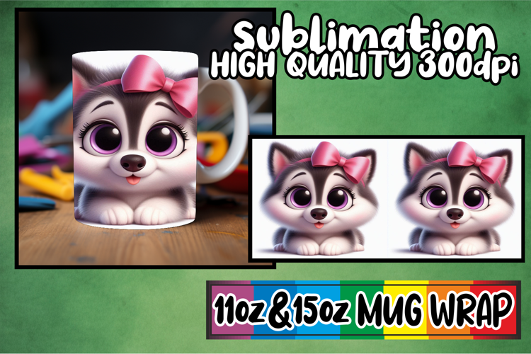 Whimsical evenings 11oz 15oz sublimation wrap, 3D Dog