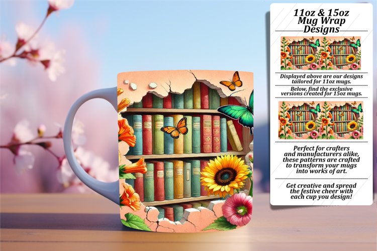 Artful 11oz Mug Wrap Png Artwork , Books