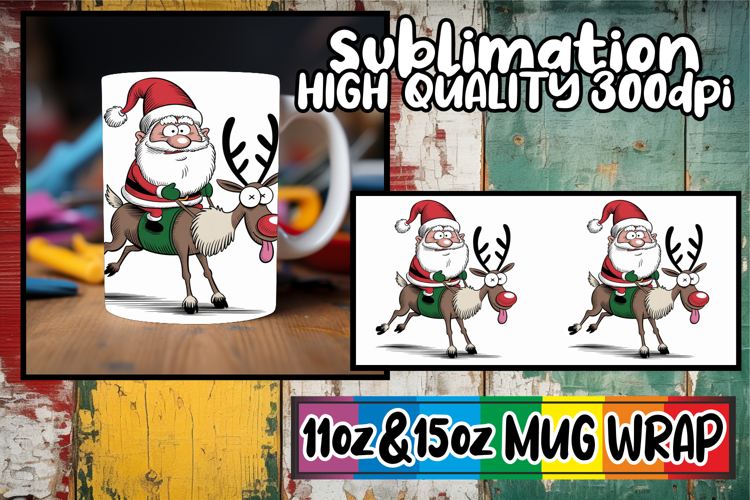 Unique adventures 11oz 15oz sublimation wrap, Funny Santa