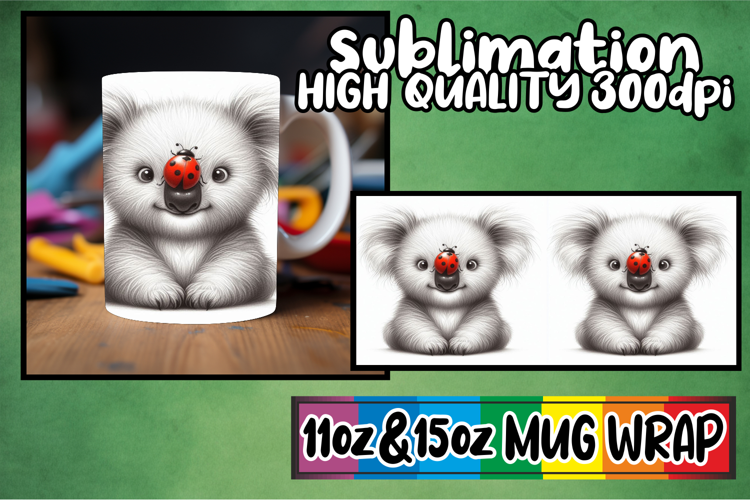 Happy hearts sublimation mug wrap, Cute Animals