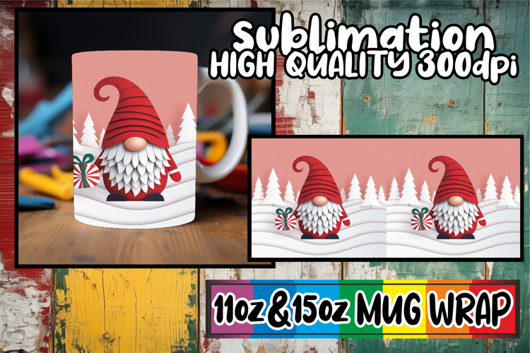 Colorful dreams 11oz 15oz sublimation wrap, Gnomes