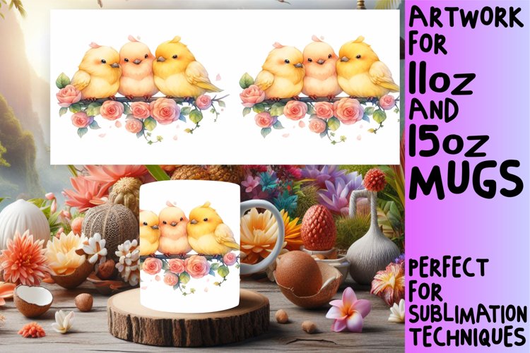 Playful Bird Friends Mug Sublimation