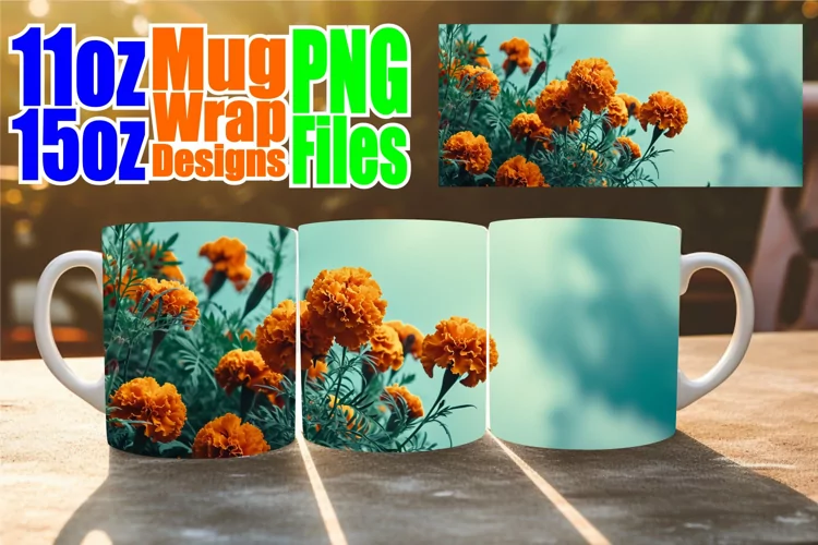 Whimsical Spring Mug Wrap: Floral Sublimation