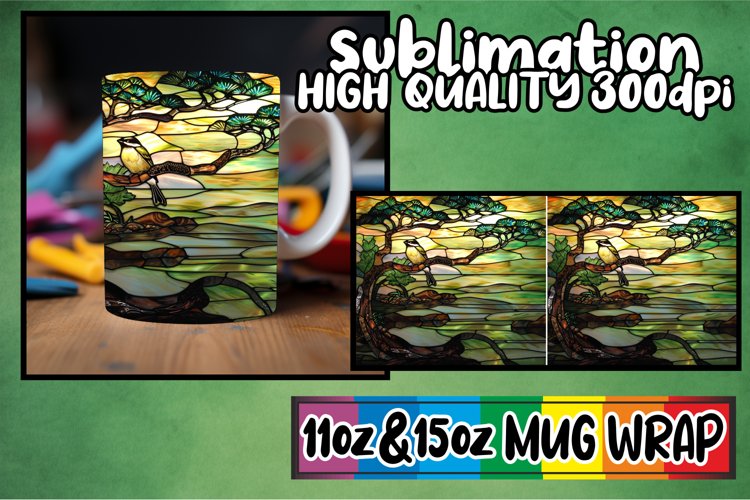 Whirlwind Stained Glass Mug Wrap Art 11oz/15oz example image 1