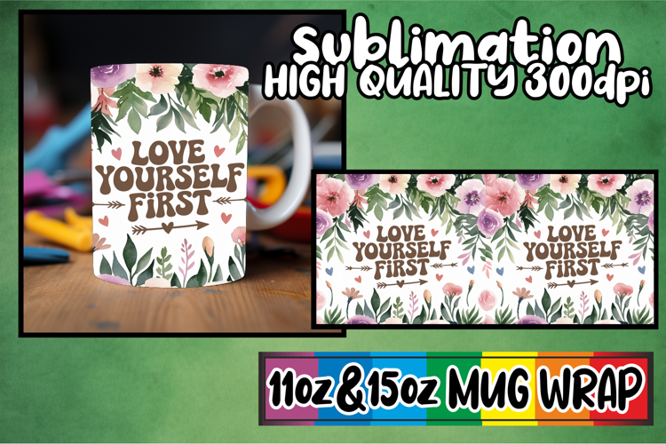 Serene sunsets 11oz 15oz sublimation wrap, Flower Quote