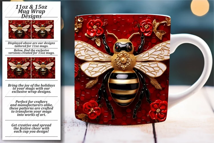 Radiant Butterfly Elegance: 3D Mug Wrap 11oz 15oz