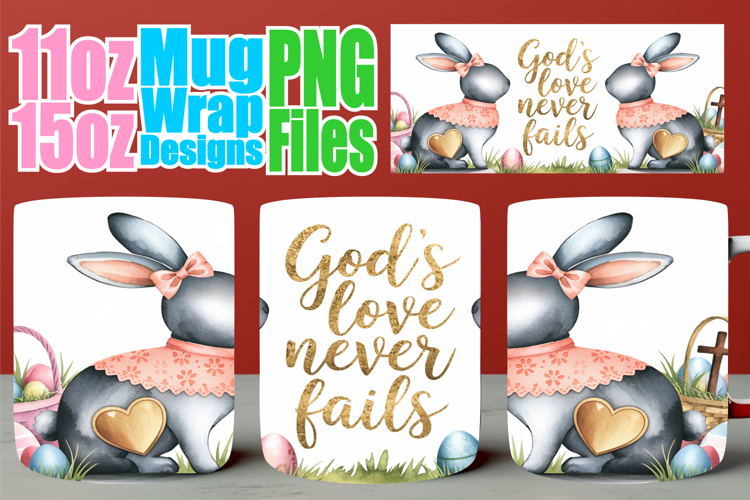 Sweet escapes 11oz 15oz sublimation wrap, Easter Bunny