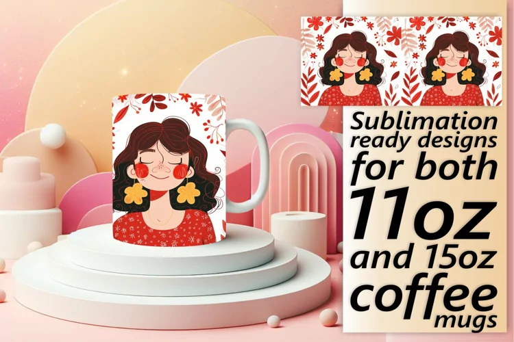 Graceful Floral Portrait Mug Wrap Sublimation 11oz/15oz