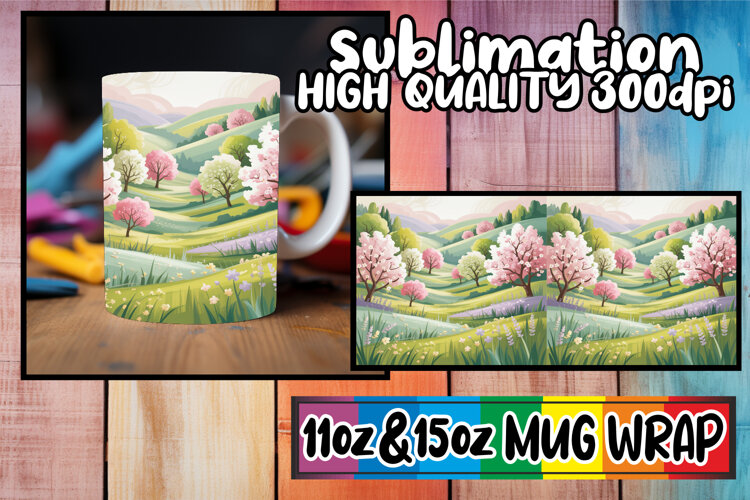 Joyful nights sublimation mug wrap, Spring example image 1