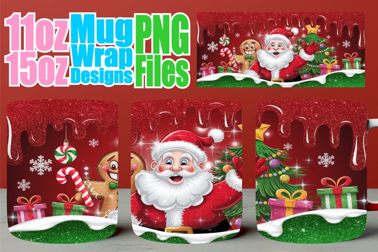 Happy memories 11oz 15oz mug wrap, Santa