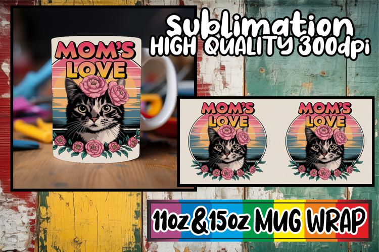 Pure elegance sublimation 11oz 15oz mug wrap, Cat Lover