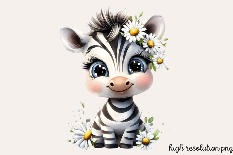 Cute Animals Daisy Flowers Clipart