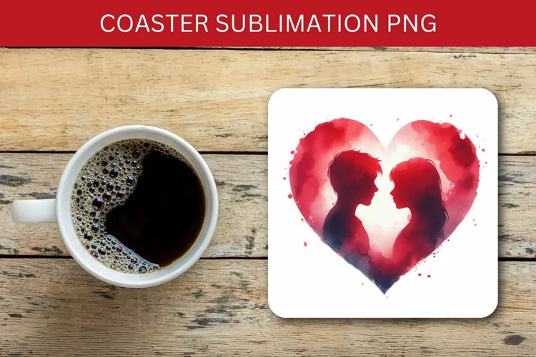 valentine square coaster - couple heart