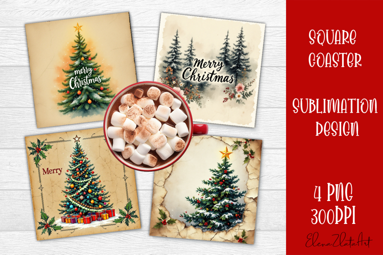 Christmas tree Sublimation Coaster Design
