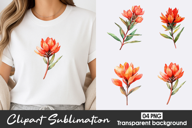 Orange Tulip Watercolor Clipart PNG