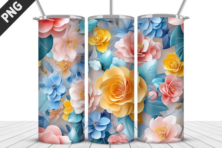 Flowers Tumbler Wrap | Sublimation Design | Tumbler PNG
