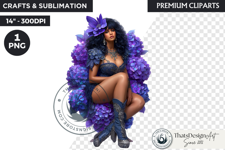 Royal Hydrangea Guardians Fantasy Warrior and Floral Graphic