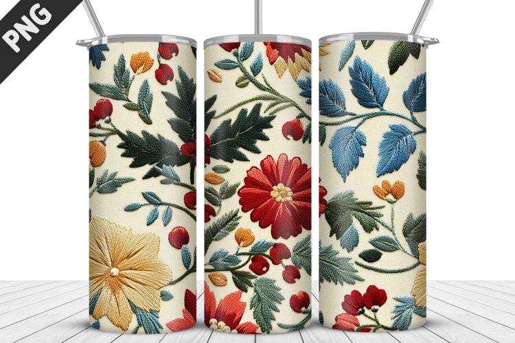 3D Daisy Flowers 20oz Tumbler Wrap | Sublimation Design example image 1