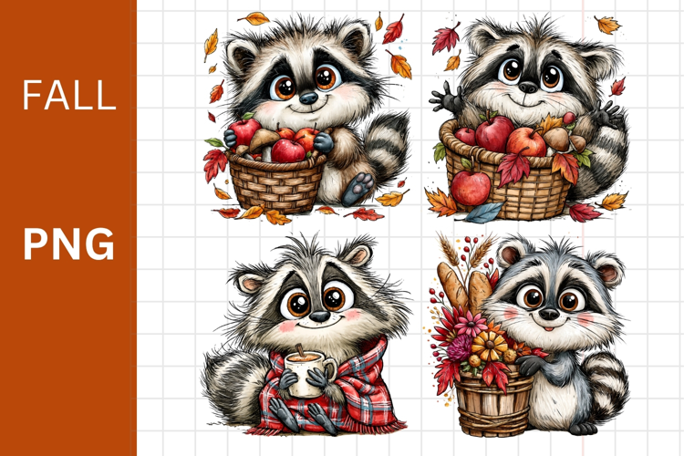 Fall PNG, Raccoon PNG, Halloween PNG,