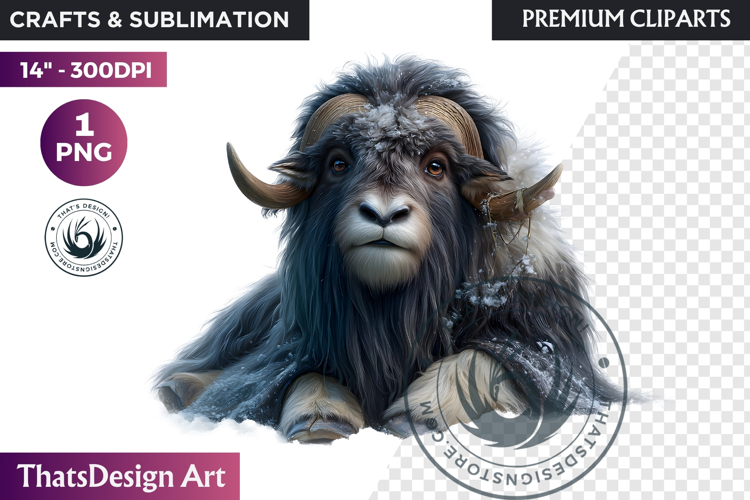 Buffalo Watercolor Winter Wildlife Arctic Animal Clipart PNG