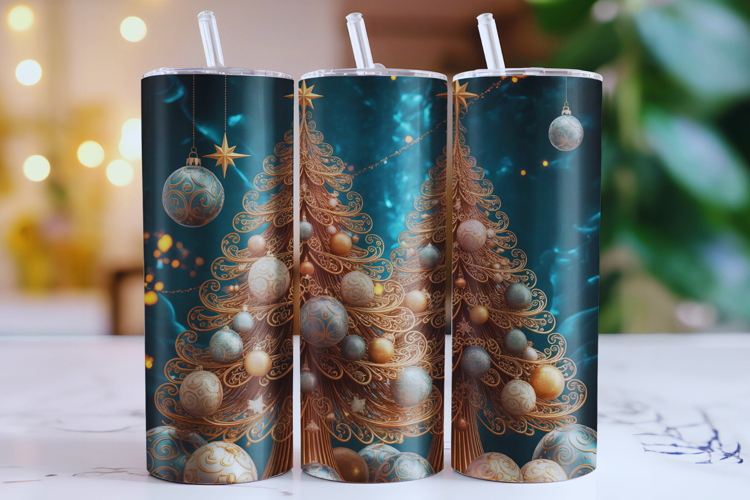 Merry Christmas Tree Tumbler Wrap | Christmas Wrap