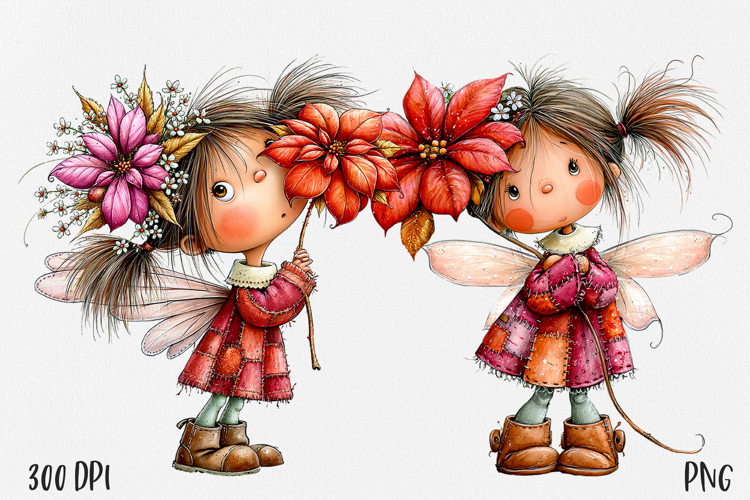 Christmas Fairy PNG, Cute Winter Fairy Girl Clipart