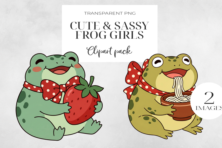 Cute Sassy Frog Girls PNG Clipart, Sublimation PNG.