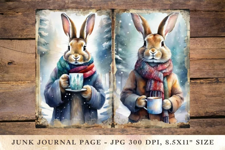 Printable Junk Journal Pages rabbit 5