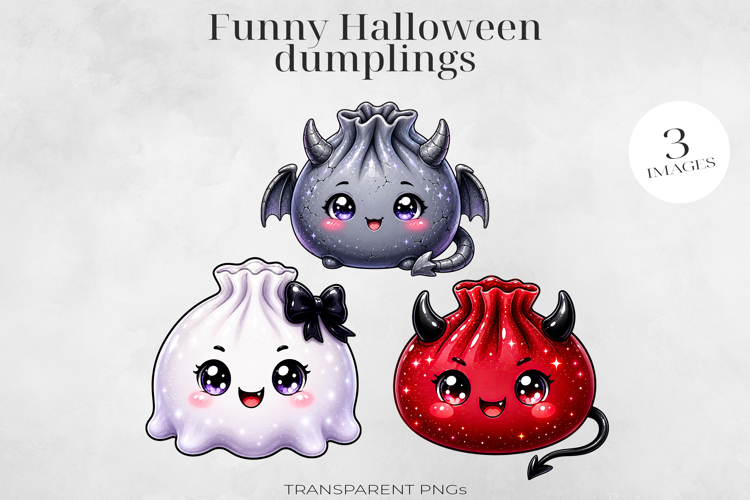 Cute Halloween Dumpling Clipart 2 PNGs