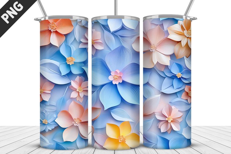 3D Daisy Flowers 20oz Tumbler Wrap | Sublimation Design