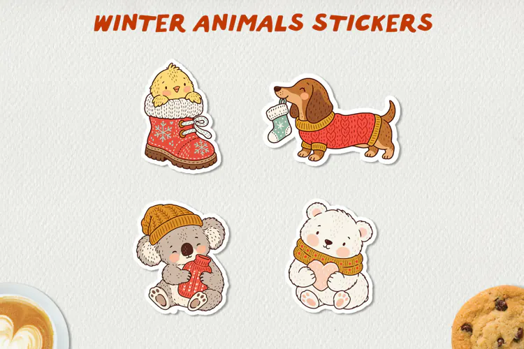 Cute Winter Animal Sticker PNG | Cozy Animal Clipart