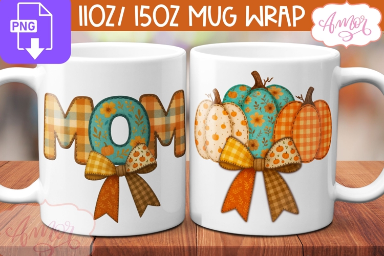 Mom mug wrap sublimation, Fall season mug template