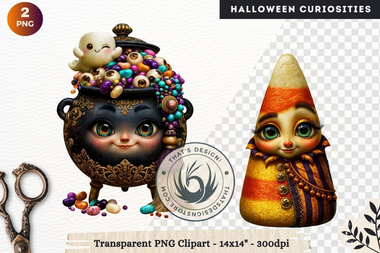 Surreal Halloween Character Cliparts Spooky Curiosities