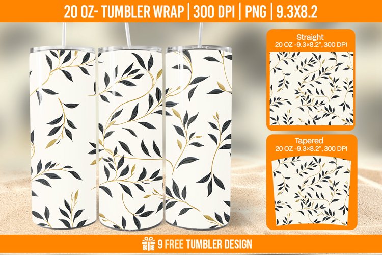 Leaf Tumbler Wrap Designs, Sublimation Wrap