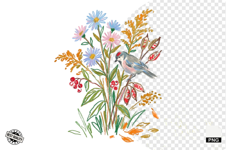 Autumn Wildflowers Meadow Clipart