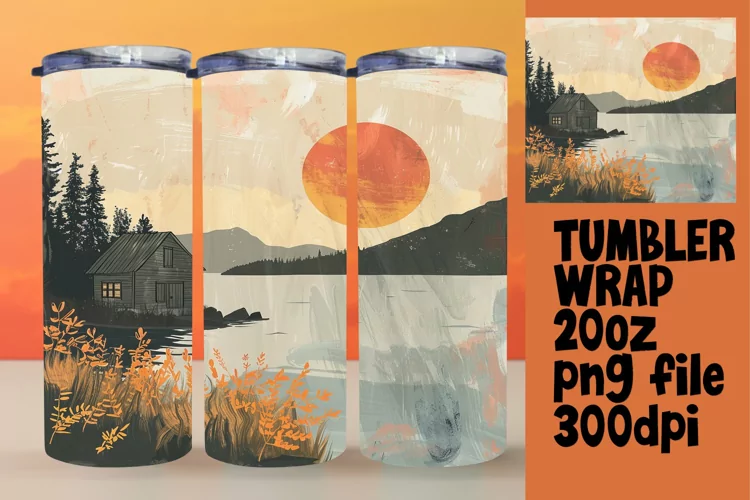 Simple Landscape Boho Tumbler Wrap 20oz