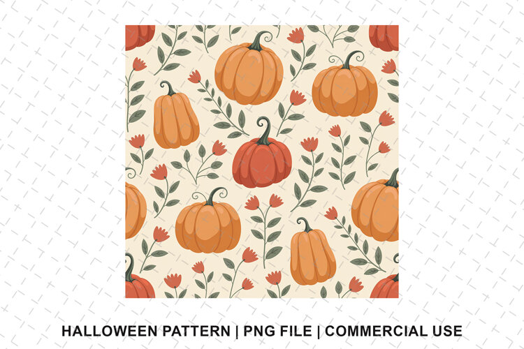 Halloween Pumpkin Pattern Png | Sublimation | Digital Paper example image 1