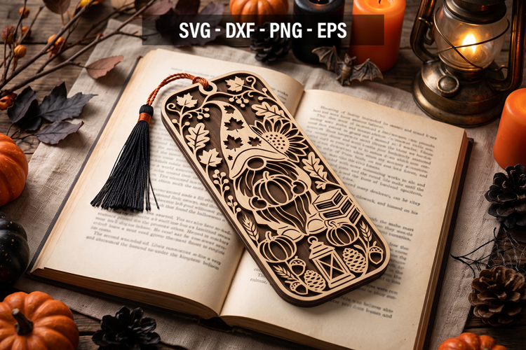 Fall Bookmark SVG, Pumpkin Laser Cut Bookmark, Autumn Book