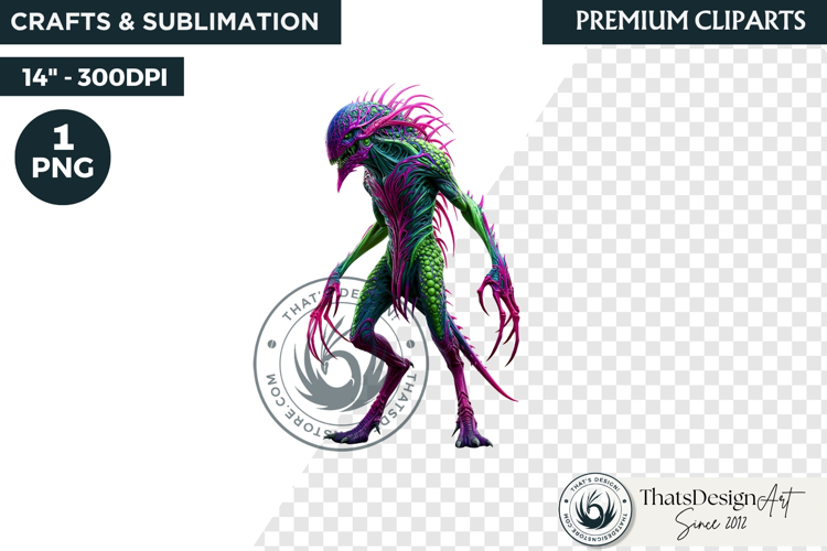 Halloween Acid Monster Clipart PNG Neon Fantasy Character