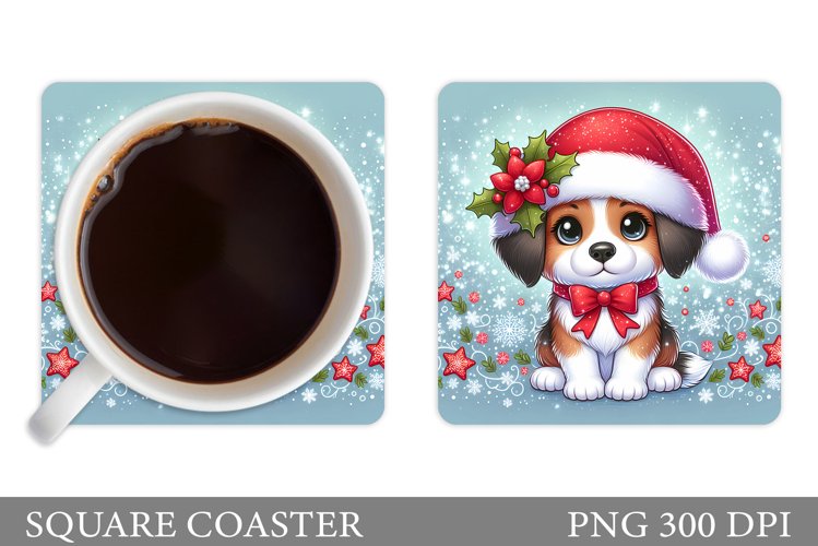 Christmas Dog Coaster. Christmas Coaster Sublimation