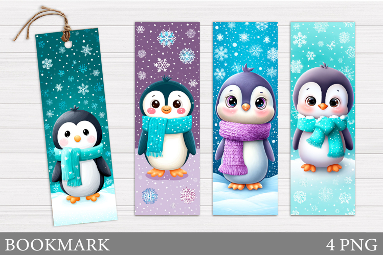 Christmas Penguin Bookmark. Christmas Bookmark Printable
