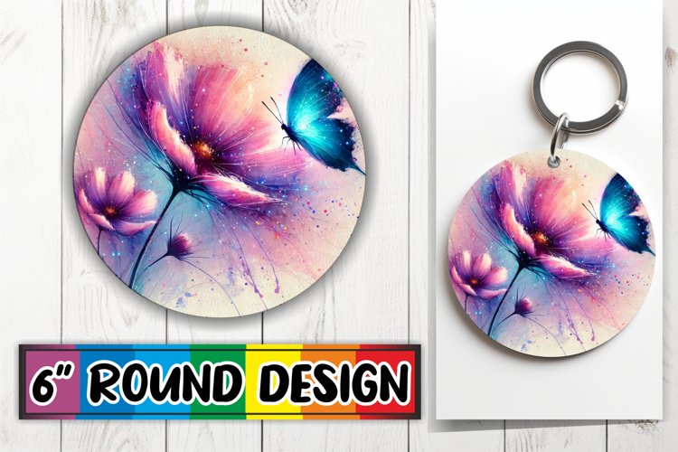 Bright Ornaments Round Sublimation, Butterfly